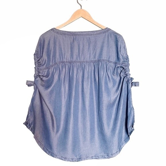 NWT Free People We The Free Summer Love Top Flowy Indigo Blue Tie Sleeve Size XS - Picture 5 of 15